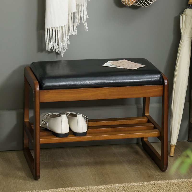 Banc de rangement en similicuir, Brun, Noir