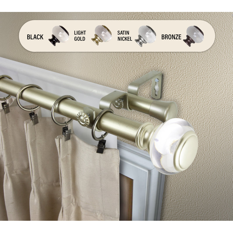 Lorna Stainless Steel Adjustable 1'' Single Curtain Rod, 2.5" H x 84" W x 3.63" D, Gold