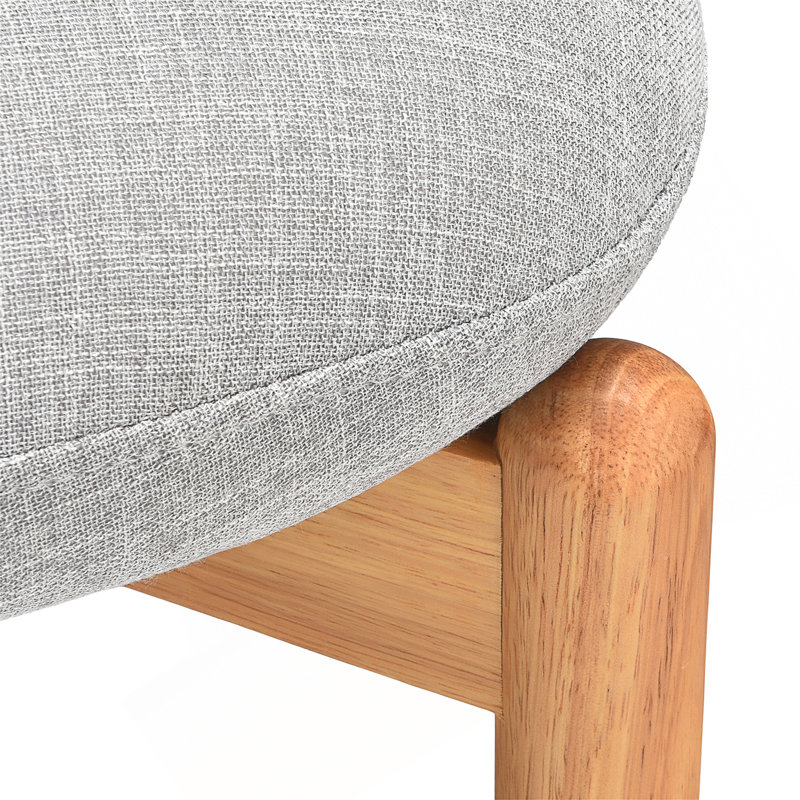 Modern Wooden Blended Linen Gray Dining Chair, Light Gray