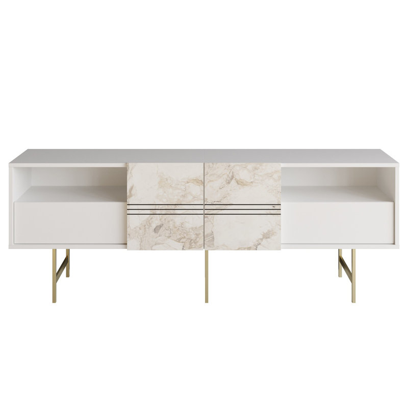 Addington Unfinished TV Stand for TVs up to 78", White/Sapphire Oak