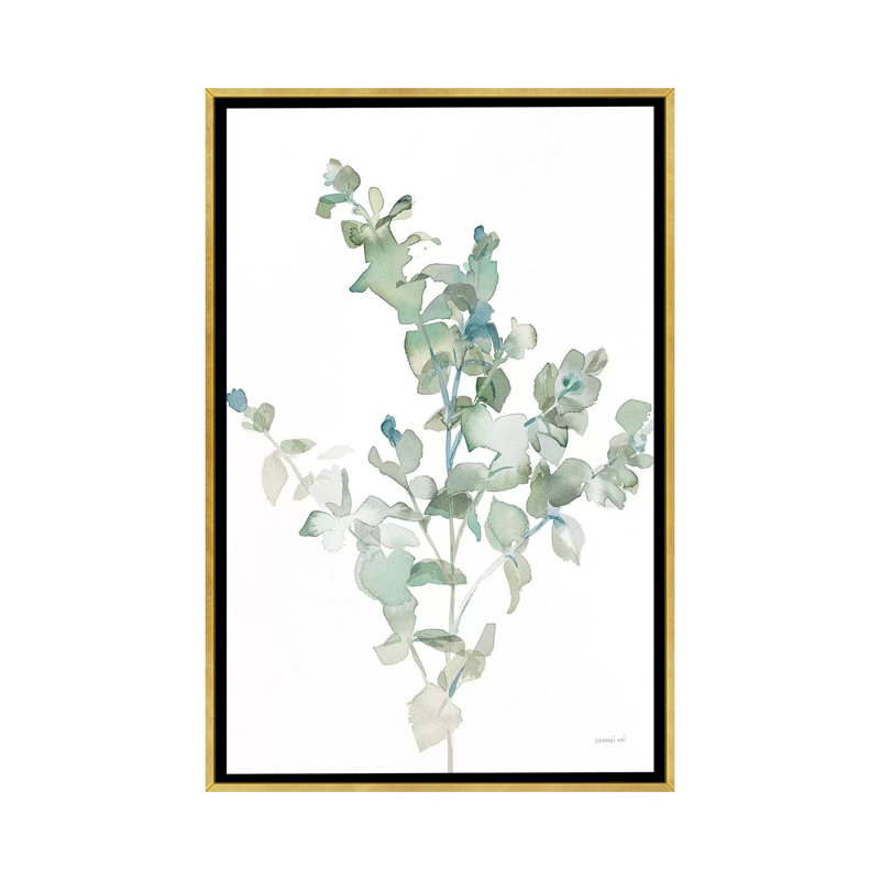 " Eucalyptus II Cool " Painting, 48" H x 32" W x 1.5" D, Gold Framed Canvas, No Mat