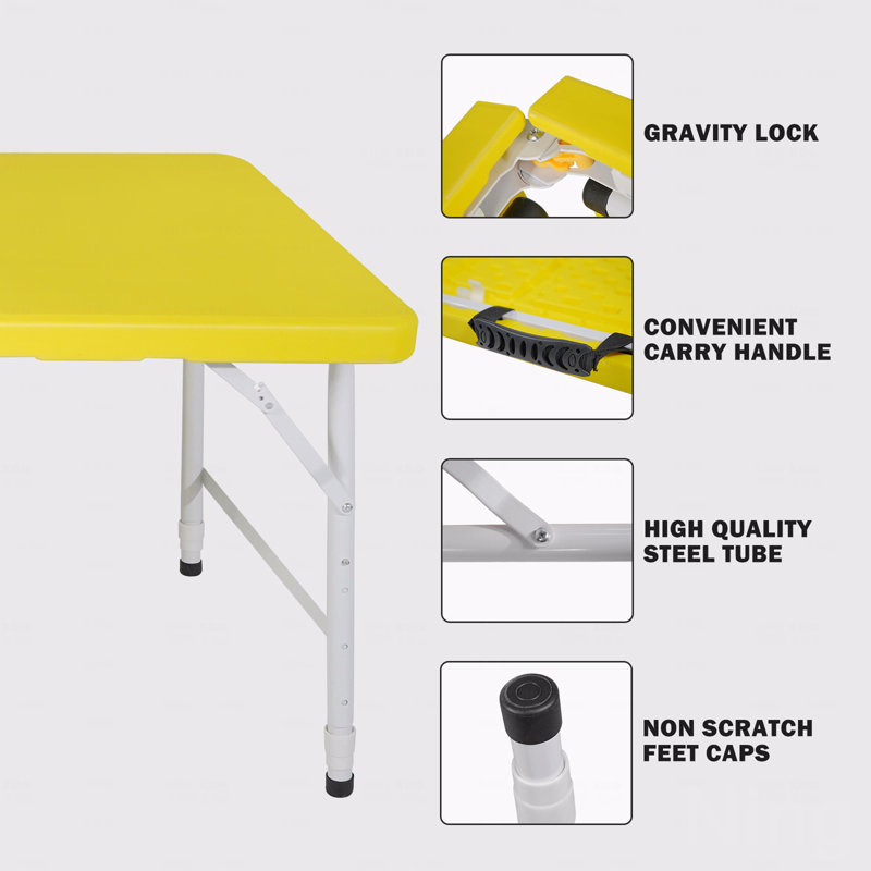 Table d'extérieur, table pliable pour le camping, Jaune