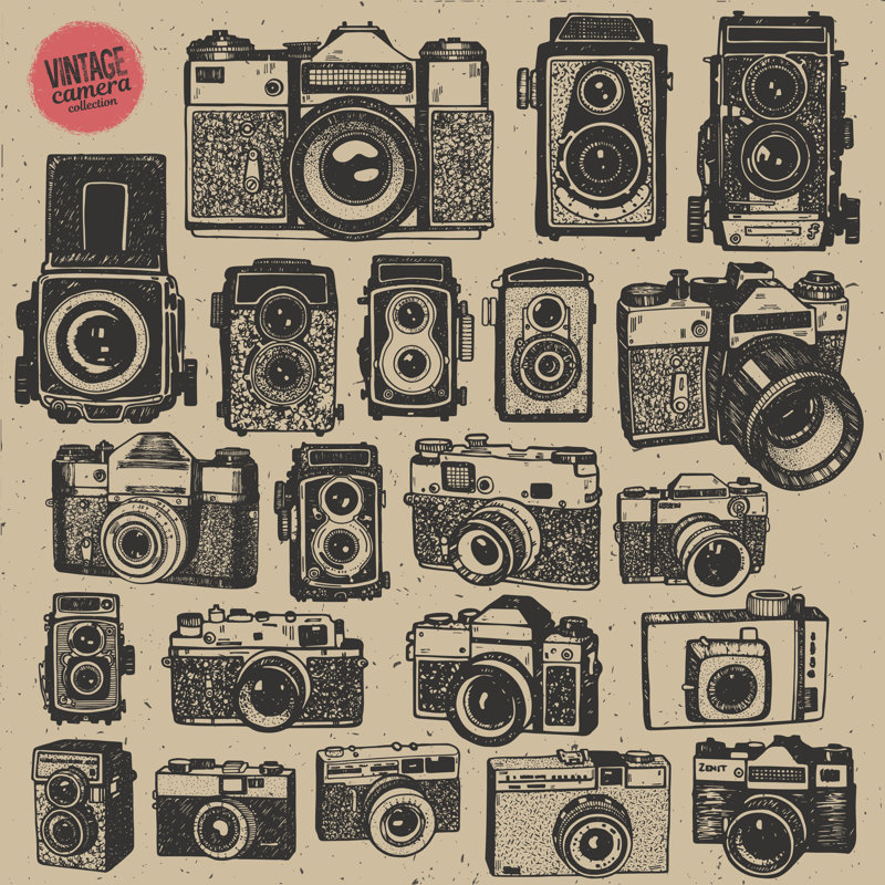 Vintage Cameras Collection - Wrapped Canvas Print, 30cm H x 30cm W x 3.8cm D