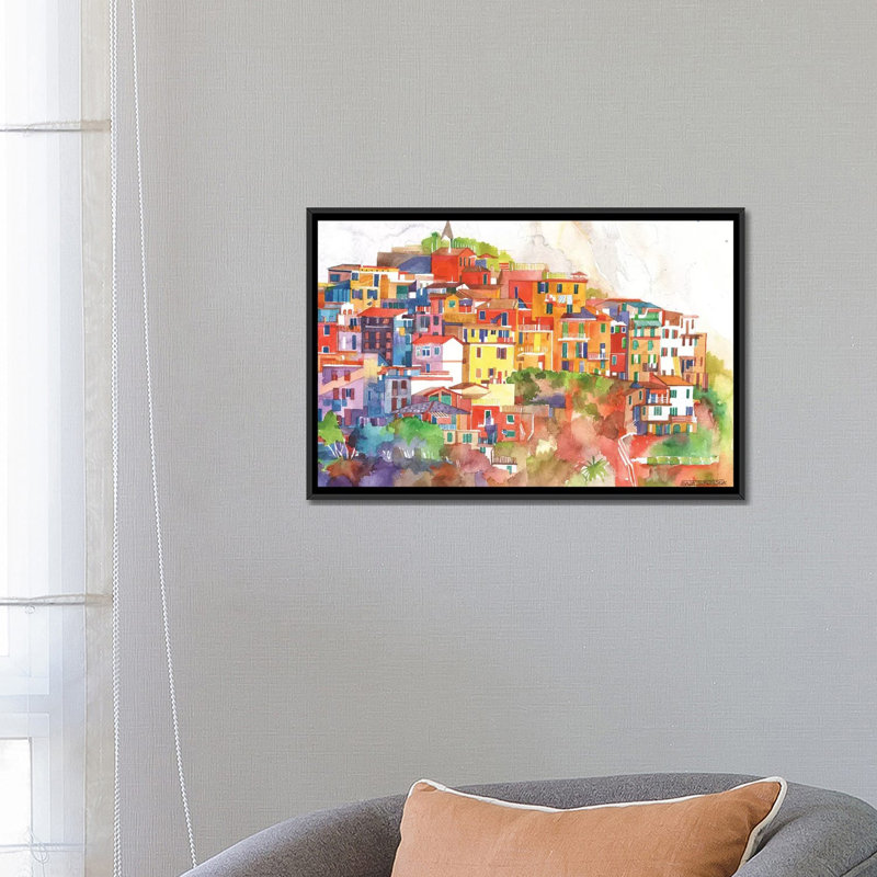 «Cinque Terre II» par Maja Wronska, reproduction d'art graphique sur toile, H 18 po x l 26 po x P 1,5 po, Pas de tapis