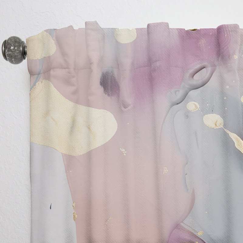 Morrie - Pink And Gold Mysterious Marble VII - Modern Velvet Curtain - Room Darkening - 1 panel, 52" W x 63" L