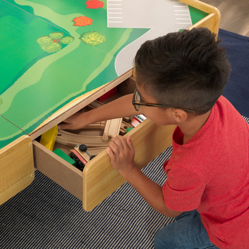 Natural Wooden Double-Sided Train and Activity Table