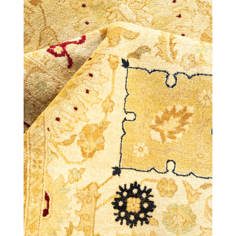 Tapis ivoire / rouge foncé noué à la main de conception unique 8 pi 2 po x 10 pi 2 po Keller