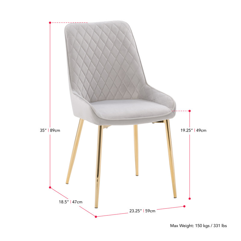 Maurio 19.25'' H Velvet Upholstered Side Chair, Light Gray