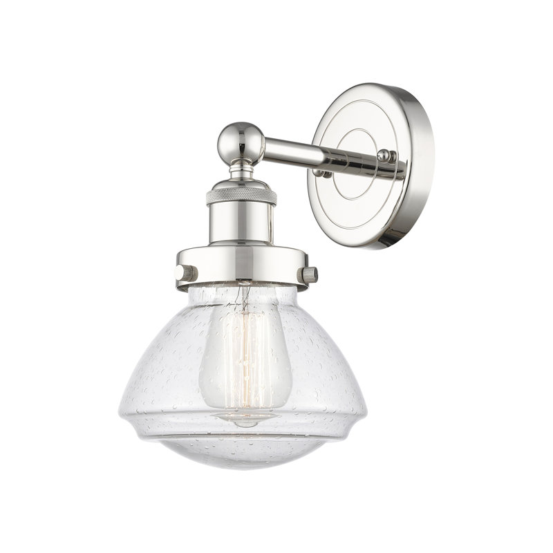 Almarosa Steel Armed Sconce, Polished Nickel, Seedy