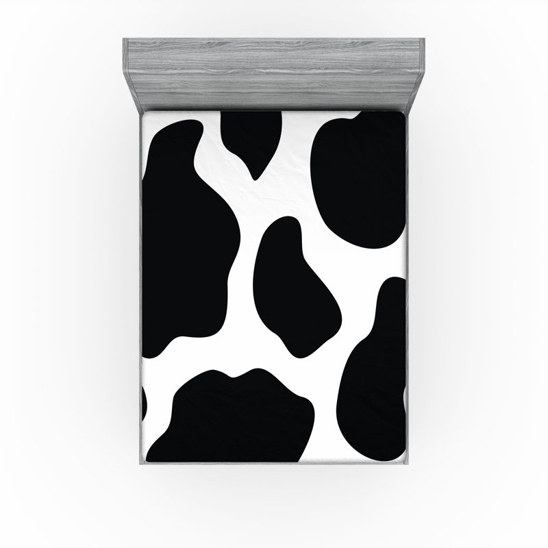 Drap-housse orange Ambesonne, Noir / blanc avec imprimé animal, Drap-housse très grand californien