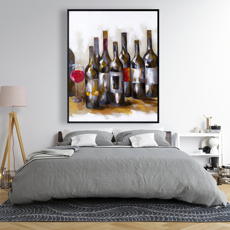 Red Wine Bottles Canvas | Contemporary Kitchen Decor