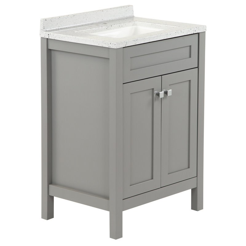 Marro 24.5'' Single Bathroom Vanity with Solid Surface Top, Gray