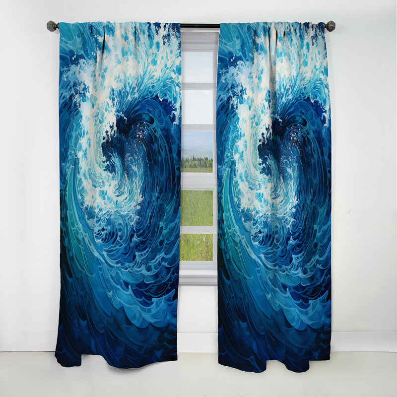 Vortex Tidal Twist Wave - rideau abstrait en spirale - rideau occultant abstrait - 1 panneau, L 52 po x L 63 po