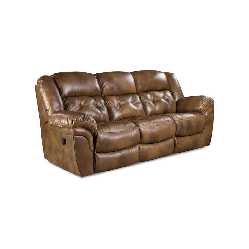 Marlayne Upholstered 93'' Reclining Sofa, Brown, Manual