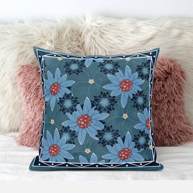 Coussin 18 x 18, Bleu/rouge