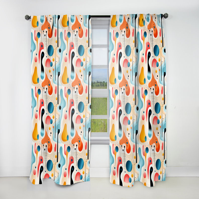 Multicolore motif géométrique Mid-Century I - rideau en velours moderne - obscurcissant - 1 panneau, L 52 po x L 84 po