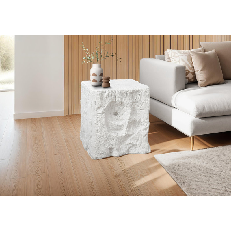 Table d'appoint, h 25 po, intérieur ou extérieur, bout, table de chevet, table d'appoint, carré, salon, chambre à coucher, blanc, contemporain, moderne