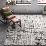 Kara Abstract White/Dark Gray Area Rug
