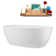 67" Streamline Soaking Glossy White Freestanding Tub and Tray With Internal Drain