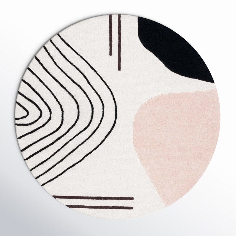 Arabelle Handmade Tufted Wool Ivory/Blush Rug, Round 6'