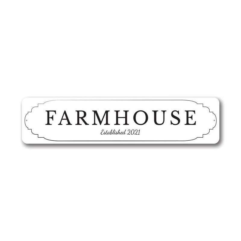 Enseigne en aluminium Farmhouse, H 4 po x l 18 po x P 0,04 po