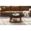 Grande table basse ronde avec repose-pieds et tablette en bois-611419953