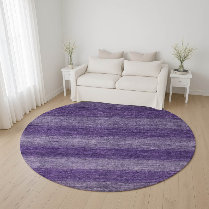 Tapis à rayures de qualité supérieure lavable à la machine AMF1733, Rond 8 pi