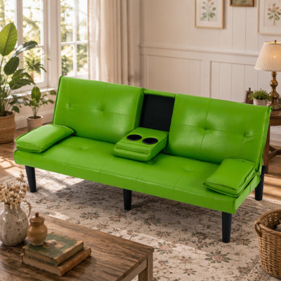 Canapé-lit pliable multifonctionnel avec porte-gobelet, idéal pour transformer des espaces de vie en chambres d'amis confortables