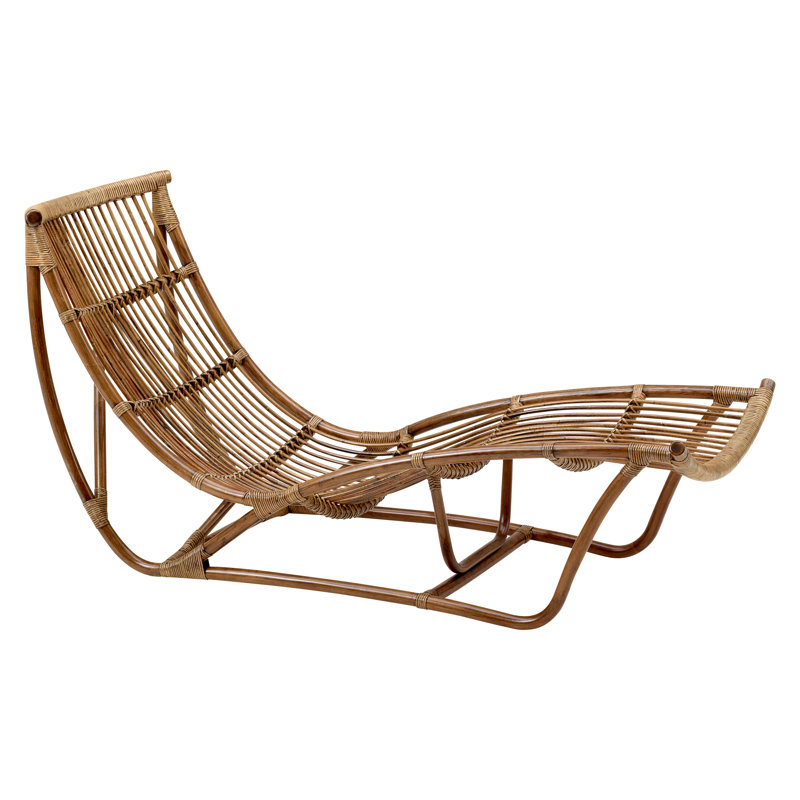 Pranay Outdoor Wicker Chaise Lounge, Antique