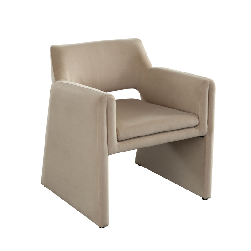 Chaise d'appoint Fena, velours brun clair chameau, dossier bas