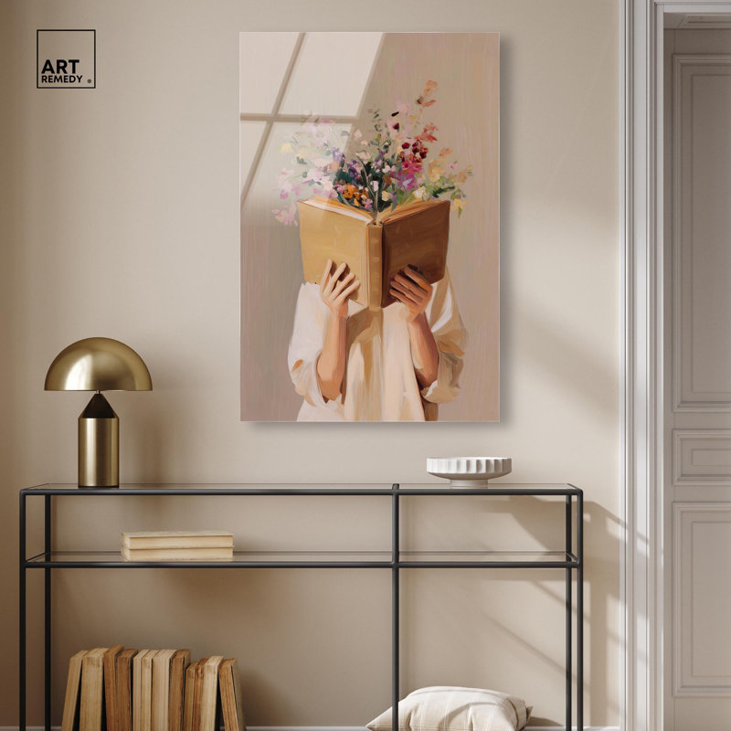 «Reading in Petals», reproduction d'art à la mode par Art Remedy, H 36 po x l 24 po
