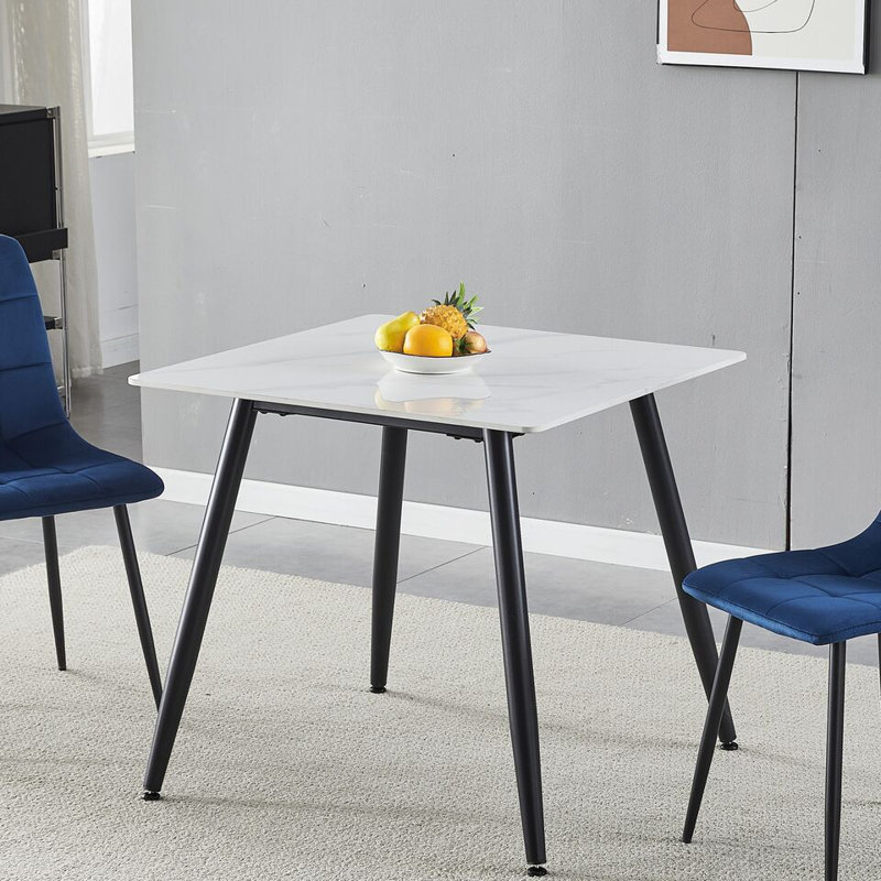 Brusly Solid Wood Dining Table, White Matt