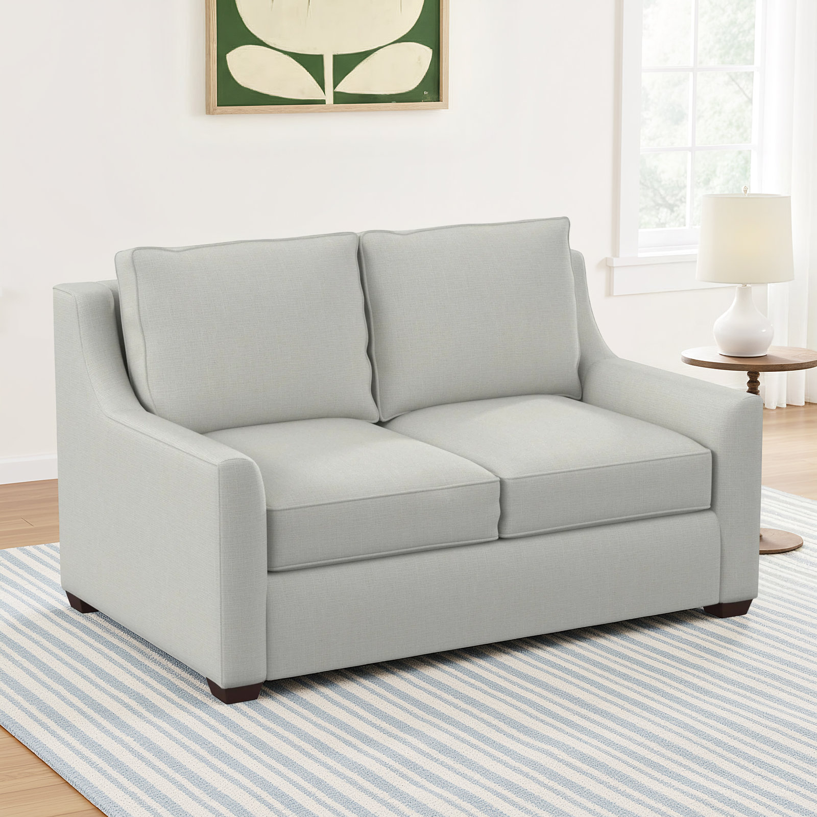 Gemi 56.5'' Upholstered Sofa, Drusky Moonglow Sustain® Basketweave