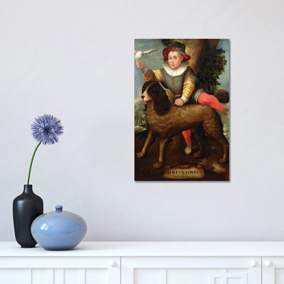 Boy and Dog (Bibius Vincit) 1 Piece Wrapped Canvas Painting