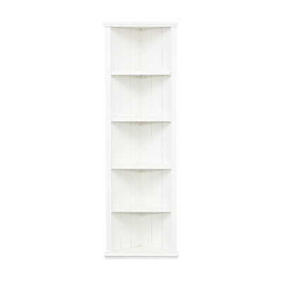 Of Two 75.56'' Tall Triangle Sided White Bookshelves For Displaying Bottles And Pottery Collectibles Trophies