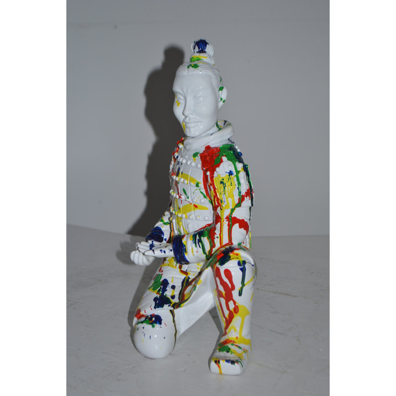 Modern Art Colorful Chinese Man resin statue - Size: 7"L x 8"W x 13"H.