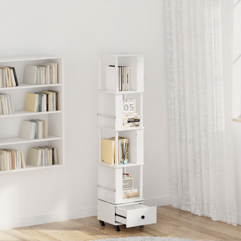 Bibliothèque rotative à 4 niveaux avec tiroir