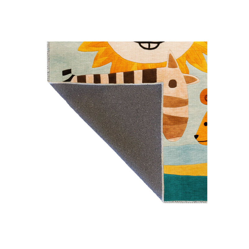 Washable Dido Collection Kids Rug Animal Flower Patterned Modern Decorative Area Rug