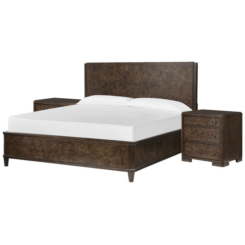 Très grand lit à panneau avec table de chevet Garofalo, 2 Pcs: Bed, Nightstand, King
