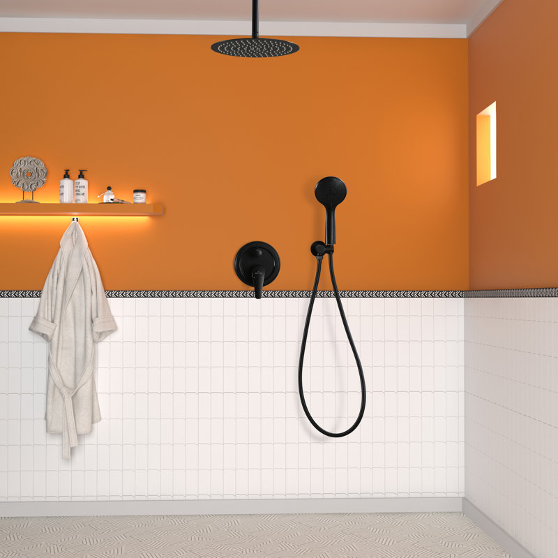 Système de douche complet avec valve brute, Noir mat