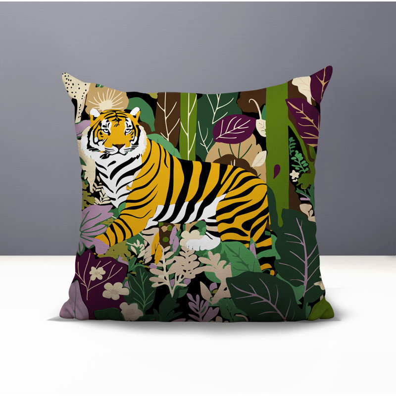 Oreiller carré réversible intérieur / extérieur Kyo Tiger, Carré 17 po, Mauve