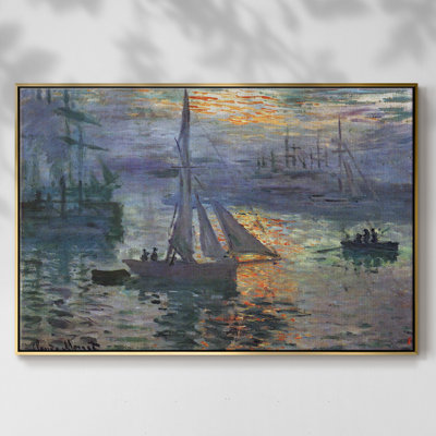 «Sunrise At Sea», reproduction d'art encadrée sur toile par Claude Monet