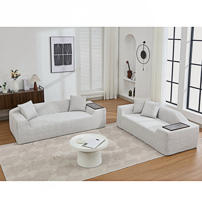 Boneless 2 Piece Cloud Sofa Set, Upholstered Sofa Set, Modern 3 Seater And 2 Seater Sofa