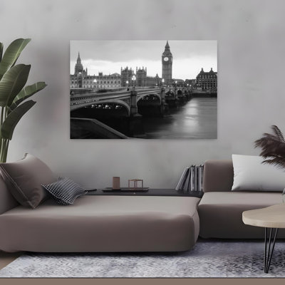 Bridge Across A River, Westminster Bridge, Houses Of Parliament, Big Ben, London, England Abstract Contemporary Architecture City Wall Art