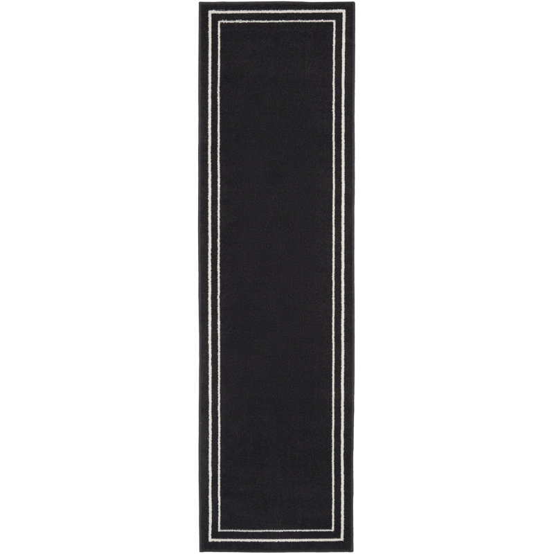 Nourison Essentials Black Ivory Indoor/Outdoor Area Rug, Runner 2'2" x 12'