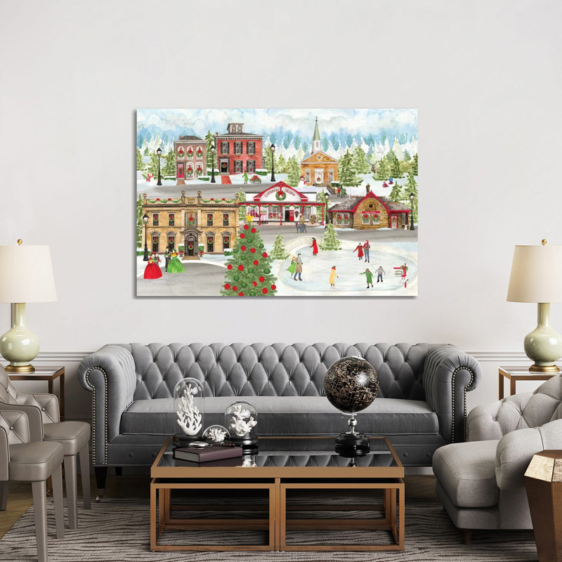 Christmas Village Landscape by Tara Reed - Wrapped Canvas Painting