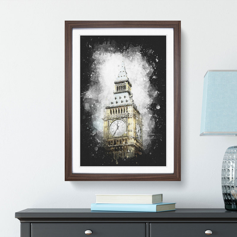 Big Ben - Picture Frame Graphic Art Print, 63cm H x 45cm W x 2cm D, Walnut Framed