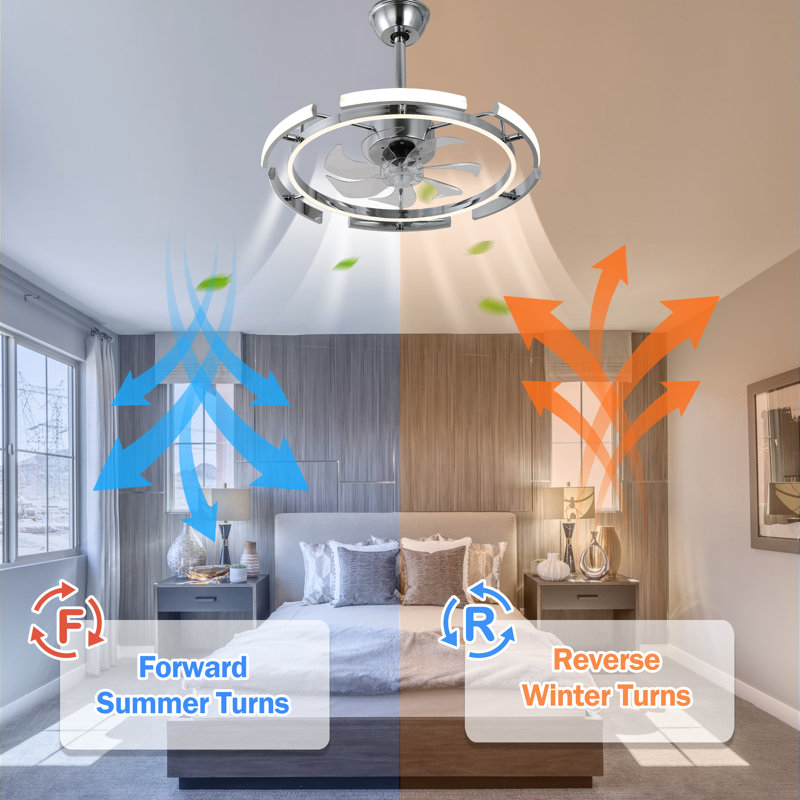 Ludovico 24" DIY Shape Adjustable Ceiling Fan with Lights Remote and APP Control, Chrome