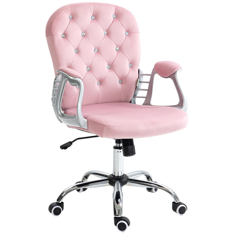 Fauteuil de bureau en velours Vinsetto, Rose
