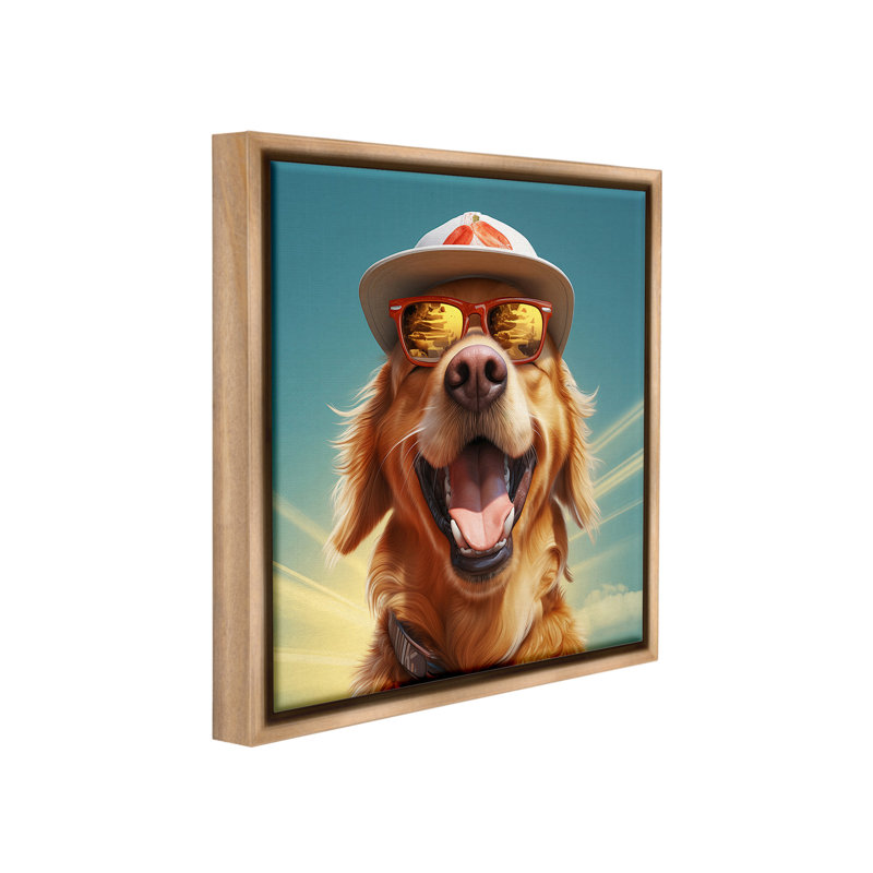 «Happy Sunlit Dog» par Jim Baldwin sur, H 25 po x l 25 po, Cadre flottant orme Montalcino